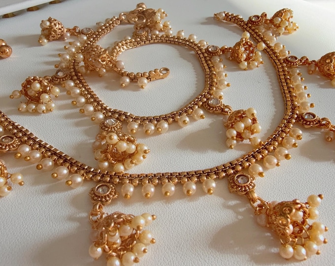 Indian gold  jhumka Payal Pair /Indian Anklets/ Gold Anklet  Payal/Bridal anklet/ Payal/ Panjeb/ Indian Jewelry/ gold plated payal pair