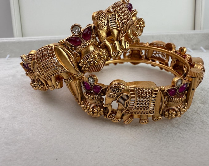 Gold single Kada bangle single /Antique gold Kada/Kundan bridal bangles set/Gold Kada/Indian bangles Bracelets