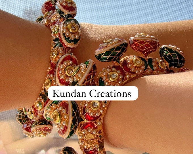 Rajwadi Kada  / Sangeet Reception Kada/ Emerald Rajwadi Kada /Indian Wedding jewelry/ Kundan bridal bangles/Rajwadi Jadau Statement Kada