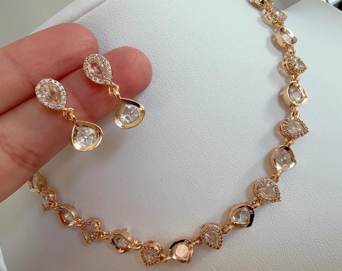 Gold Kundan Jewelry Moissanite gold look like  chain  Dainty  necklace /Indian Bridal Jewelry/Real  Moissanite Drop Dainty necklace