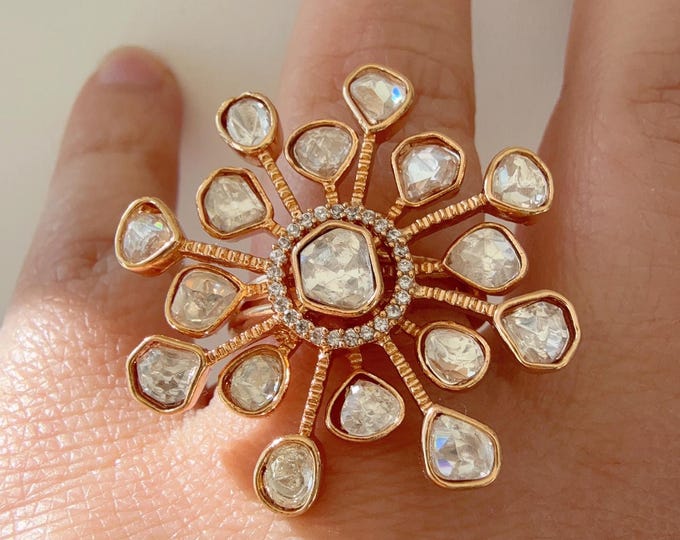 Tyaani Inspired Kundan Moissanite Adjustable Ring/Adjustable Ring/ Indian Ring/ Indian Jewelry/Indian Wedding jewelry/bridal accessories