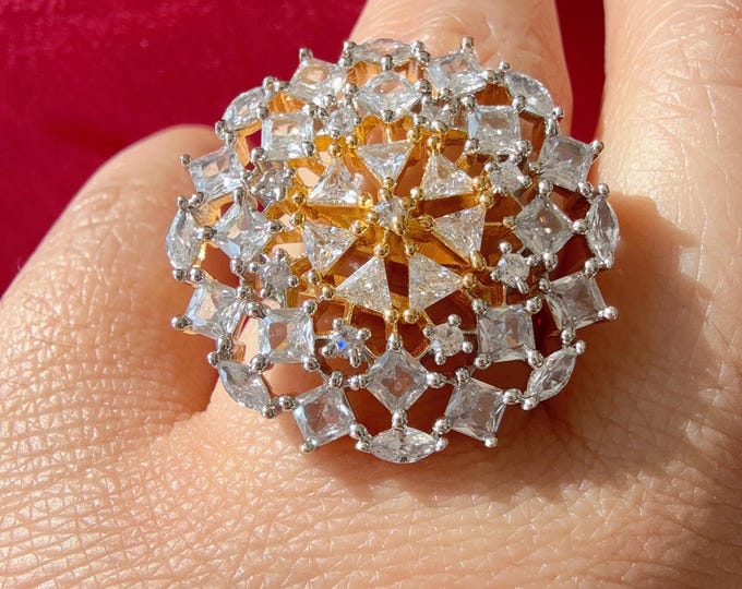 2 tone diamond  diamond ring /Adjustable Ring/ Indian Ring/2 tone gold  Indian Jewelry/Indian Wedding jewelry/bridal accessories