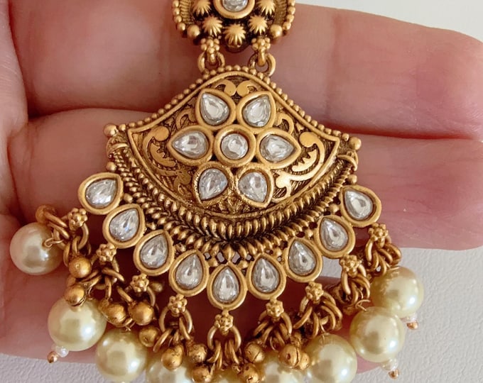 Antique Kundan Gold maang tikka/Gold Maang tika /Indian Maangtikka/Guttapusalu tikka/ Bollywood jewelry/Matha Patti/ Indian jewelry/