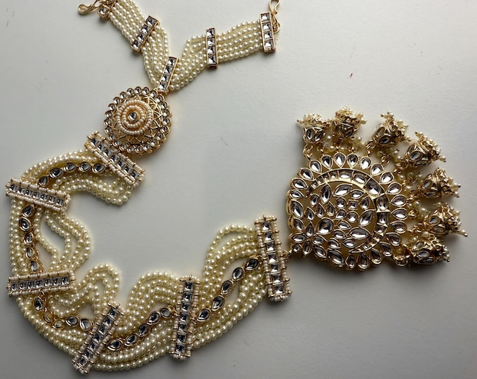 Kundan Braid choti/Indian bridal choti/Indian Bridal Jewelry/Bridal Matha Patti/Kundan hair accessory/Kundan hair accessories