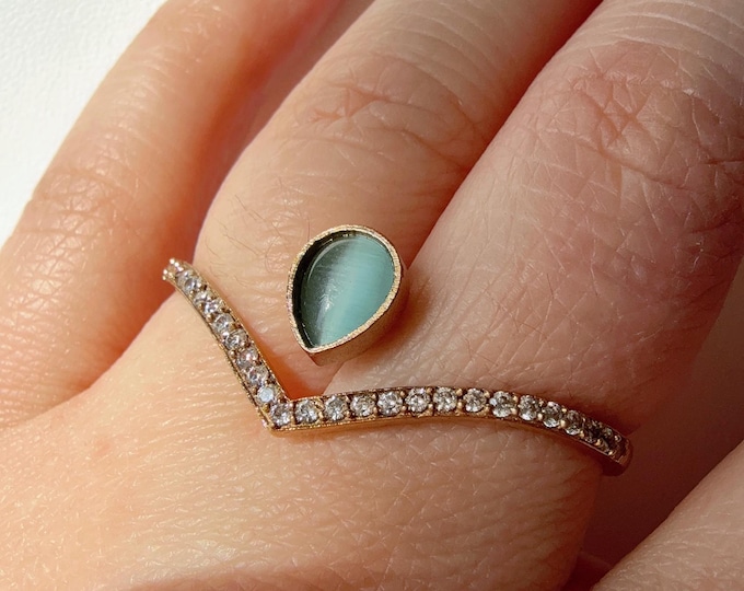 Heart double finger diamond  Mint ring /diamond Ring/Adjustable Ring/ Finger Kundan Ring /Indian Wedding jewelry/ Kundan ring