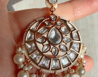 Diseño versátil Diamante moissanita chapado en oro nupcial Maang tikka/ chand Maang Tikka/Diamante moissanita Maang Tikka Siguiente a real