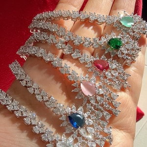 Alia American Diamond silver Maang tikka/Indyjska biżuteria ślubna/Biżuteria pakistańska/Matha patti/Indyjska biżuteria na czoło/Biżuteria indyjska