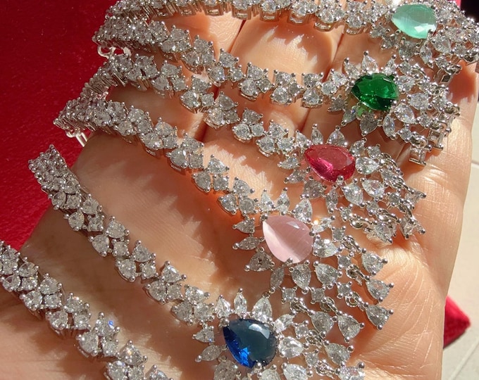 American Diamond 2 Tone Maang tikka/ Indian Wedding Jewelry/ Pakistani Jewelry/ Matha patti/ Indian forehead jewelry/Indian Jewelry