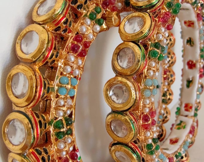 Kundan Rajwadi Kada  / Gold kundan Multi  Kada/ Emerald Rajwadi Kada /Indian Wedding jewelry/ Kundan bridal bangles/Rajwadi Jadau  Kada