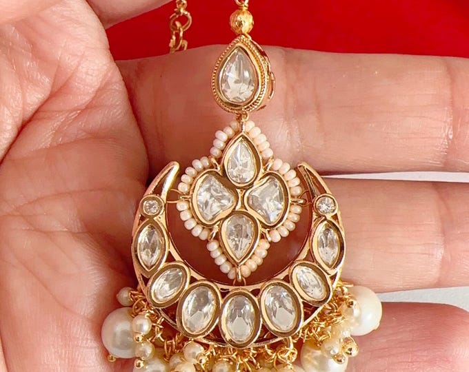 Kundan  Maang tikka/ Indian Wedding Jewelry/ Pakistani Jewelry/ Matha patti/ Indian forehead jewelry/Indian Jewelry