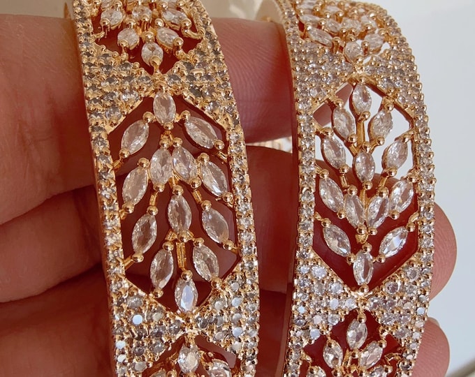 Gold American diamond bangle/diamond  kada / Indian bangles/Indian Jewelry /bridal jewelry/Diamond bracelet/Bridal bangles