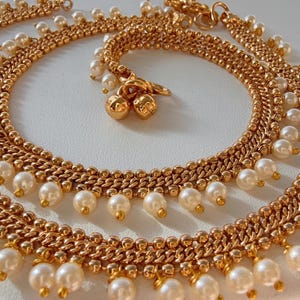 Indian gold plated Payal Pair /Indian Anklets/ Gold Anklet  Payal/Bridal anklet/ Payal/ Panjeb/ Indian Jewelry/ gold plated payal pair