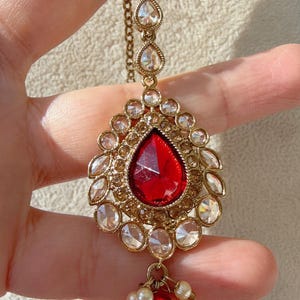 Ruby Maang Tikka / Kundan Tikka/ Indian Jewelry/ Indian Wedding Jewelry/ Pakistani Jewelry/Indian forehead jewelry/ Polki Maang Tikka