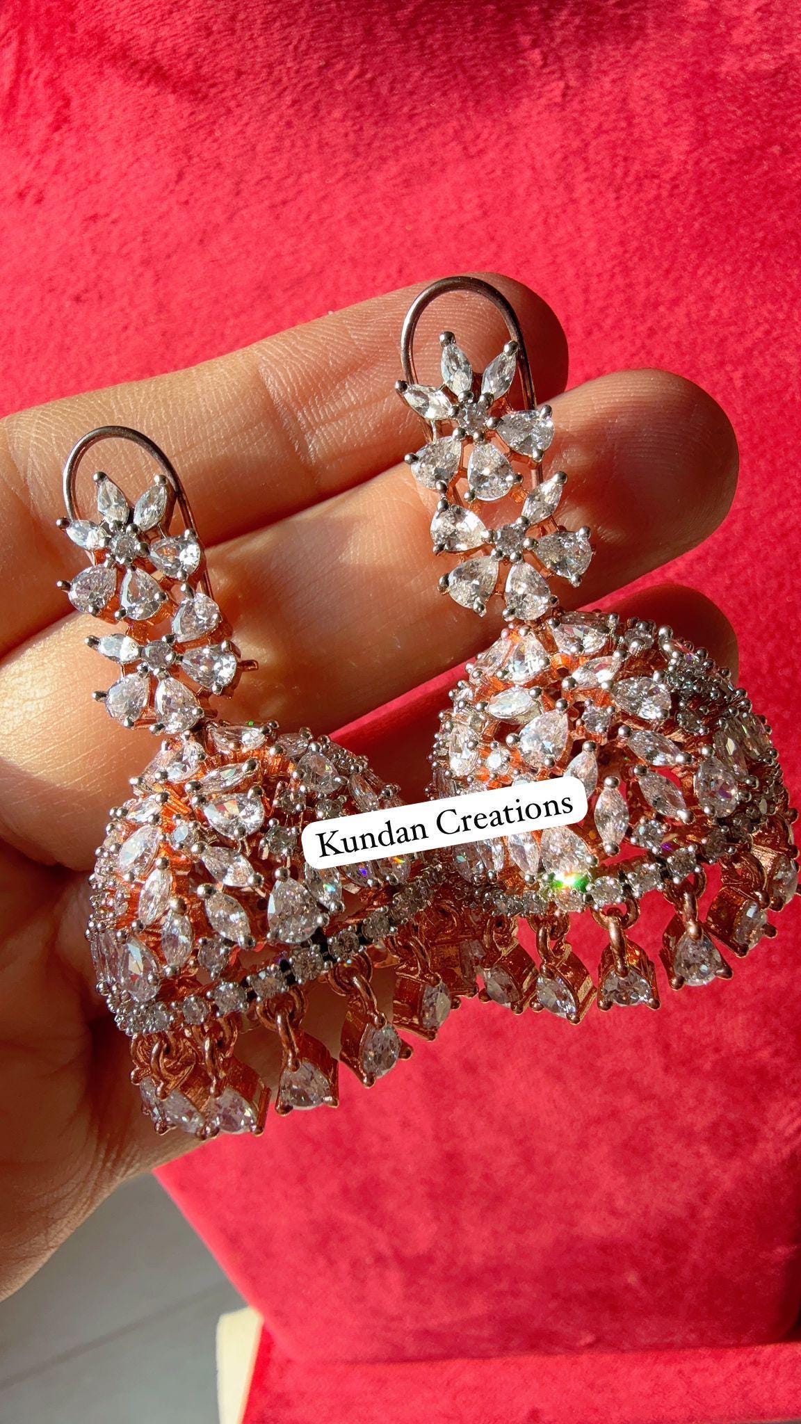 Rose Gold Jhumka Earrings/ Indian Jewelry Indian Earrings/american