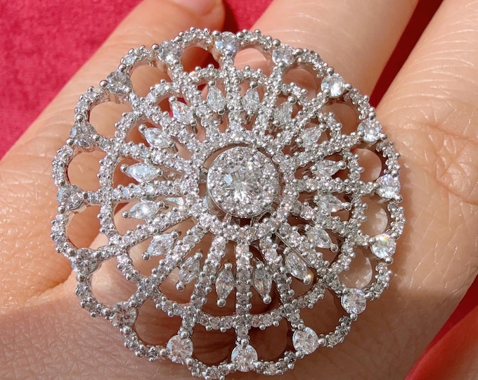 Silver  diamond  statement  ring /Adjustable Cocktail Ring/ Indian Ring/Silver  Indian Jewelry/Indian Wedding jewelry/bridal accessories