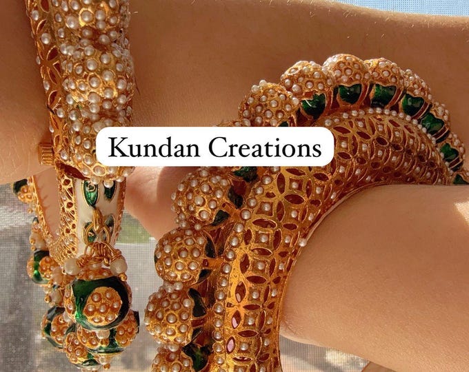 Green Emerald Rajwadi Kada  / Gold Pearl Kada/ Emerald Rajwadi Kada /Indian Wedding jewelry/ Kundan bridal bangles/Rajwadi Jadau  Kada