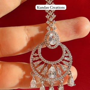 Ratna American Diamond  silver  Maang tikka/ Indian Wedding Jewelry/ Matha patti/ Indian forehead jewelry/Indian Jewelry