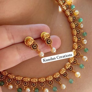 Antique Gold Necklace/Indian wedding jewelry/South Indian Jewelry/Wedding necklace/Temple Jewelry