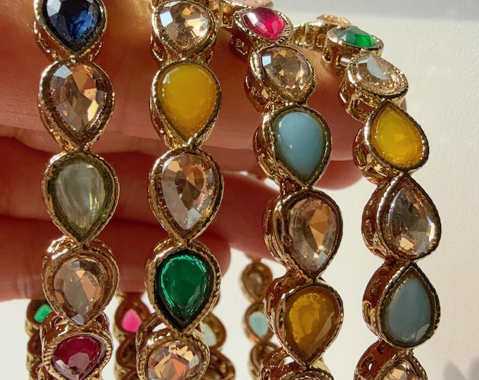 Antique finish Kundan polki Mint Bangles Set(4 Pc)/Indian bangles/Indian Jewelry/ Mint Kundan Bangles/ kundan bangles/Bridal bangles