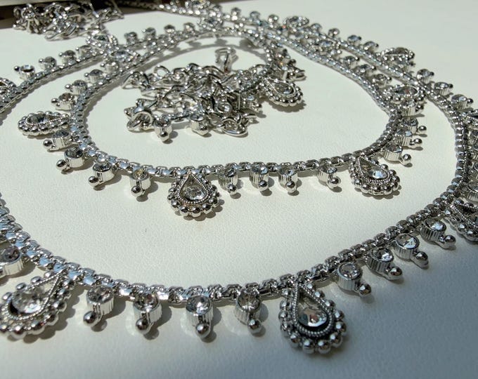 Silver Polki Waist Chain/Waist belt/Indian Belly Chain/ Silver Polki kundan//kemp/Kamarpatta/South Indian Jewelry/ Sash/tagdi/bridal jewelry