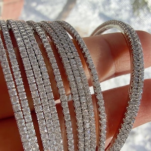 Cubic zirconia bangles set of 12/Indian CZ Bangles/ Silver American diamond Bangle /Silver Jewelry set