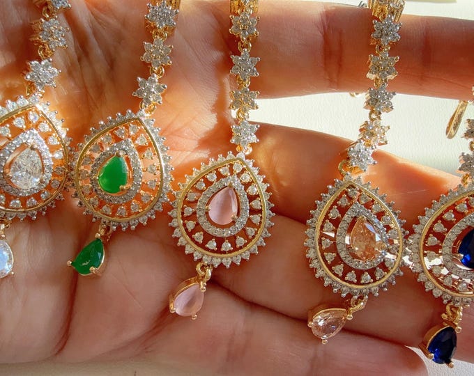 2 tone diamond Tikka / Indian Wedding Jewelr/ Matha patti/ Indian forehead jewelry/Indian Jewelry/Bridesmaid's jewelry/Maang tikka