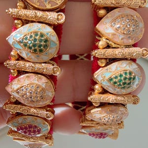 Antique Gold Bangles bangle/Indian Bangles/Traditional Thushi meenakari bangels/ Gold Thushi Bracelet/Maharashtrian Bangles
