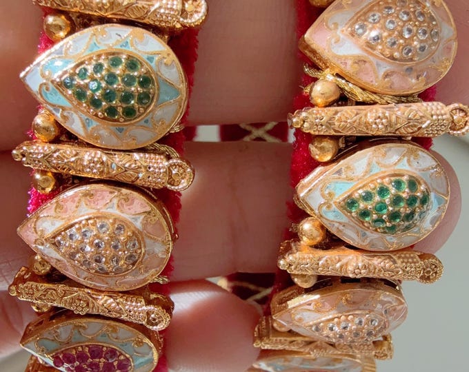 Antique Gold Bangles bangle/Indian Bangles/Traditional Thushi meenakari bangels/ Gold Thushi Bracelet/Maharashtrian Bangles