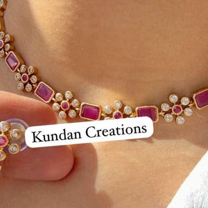 Collar Geeta Petite elegante y antiguo Polki Kundan/Collar de boda/Collar de rubí/Collar indio/Joyería india/Collar de rubí Polki