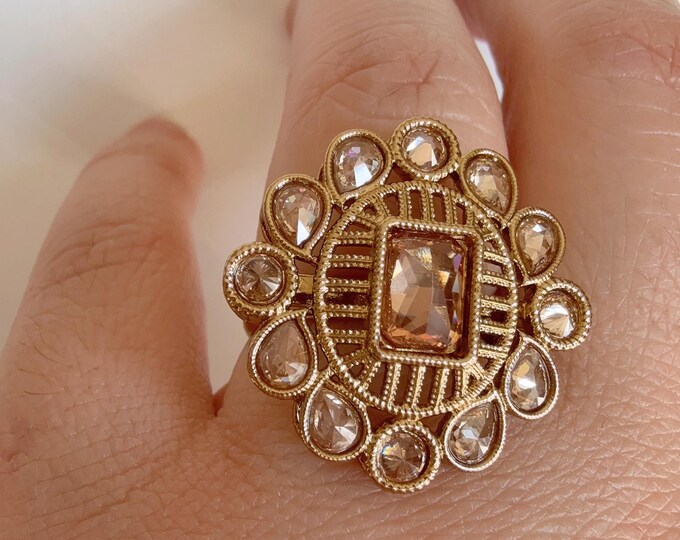 Kundan Polki gold  Ring/Adjustable Ring/ Indian Ring/ Indian Jewelry/Indian Wedding jewelry/bridal accessories