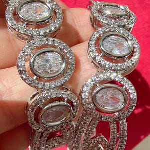 Silver American diamond bangle pair / Cz stone gold diamond  kada/Silver bracelet/indian bangles/Indian Jewelry /bridal jewelry