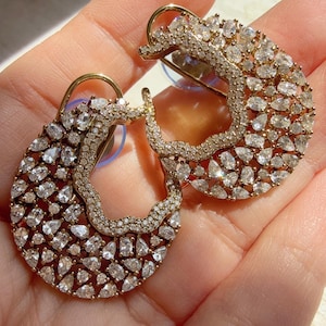 Marquise-Cut Diamond Stud Earrings/Diamond Antique  gold Diamond studs /Indian Studs/Indian Jewelry/diamond Studs/Statement Stud Earring/