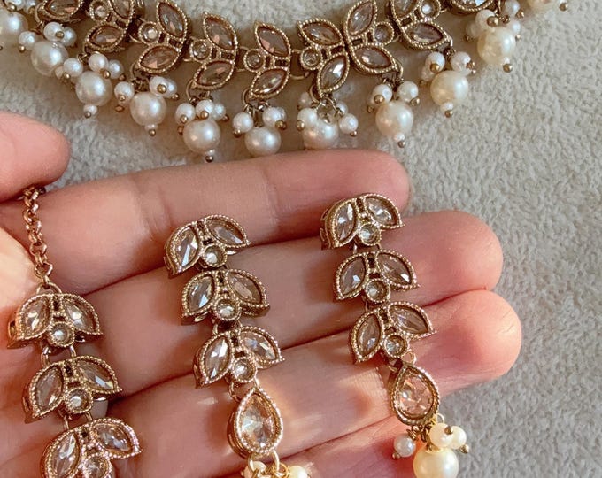 Antique Polki Kundan necklace/Wedding necklace/Bridal necklace/Indian necklace/Indian jewelry/Polki necklace