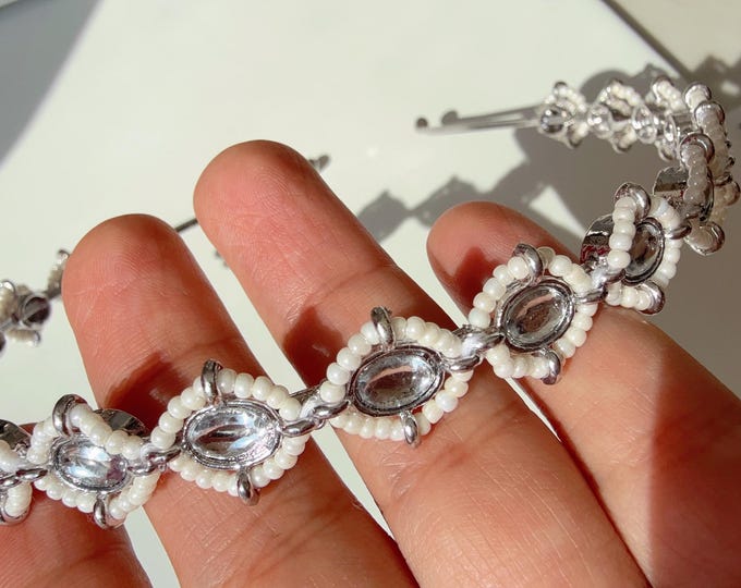 Rhodium silver Kundan Head Band/Sheesh Phool /Indian Bridal Matha Patti/Sheesh patti/Matha phool/Sheesh patti//Sheesh Kundan Indian Jewelry/