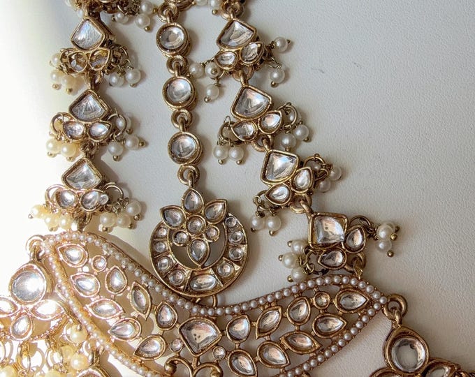Kundan Braid choti/Indian bridal choti/Indian Bridal Jewelry/Bridal Matha Patti/Kundan hair accessory/Kundan hair accessories