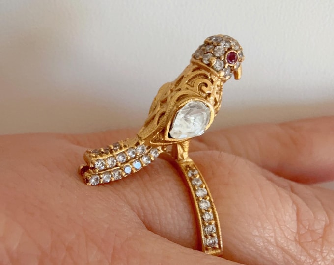 Moissanite Diamond Women ring/Adjustable Ring/ Indian Ring/ Indian Jewelry/Indian Wedding jewelry/Bird diamond ring