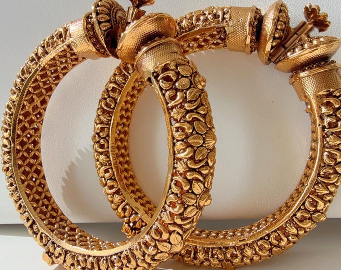 Gold Kada  Bangles bangle/Indian Bangles/Antique gold Kada/Kundan bridal bangles set/Gold Kada/Indian bangles Bracelets