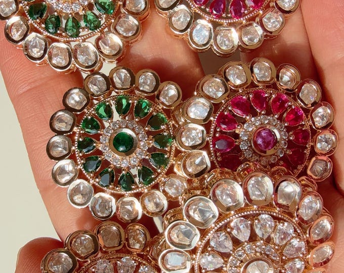 Moissanite diamond  Kundan Studs /Indian Jewelry /Statement Stud Earring/Kundan Stud Earrings/Cz Studs/Diamond Studs