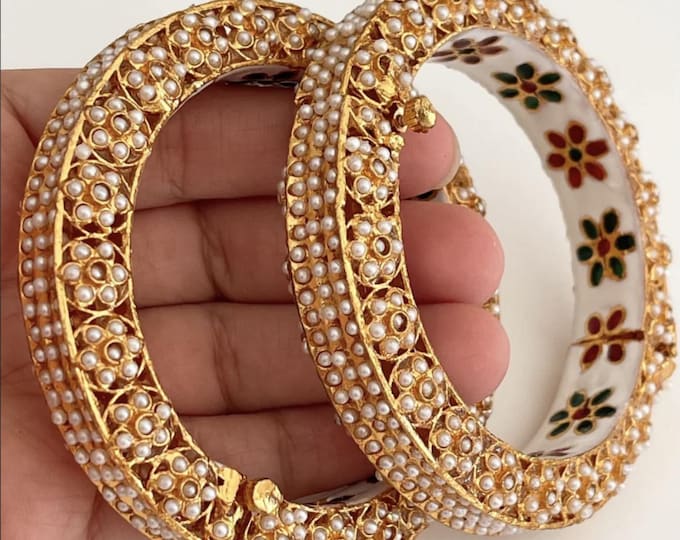 Rajwadi Jadau Statement Kada/Antique gold Kada/Kundan bridal bangles set/Gold Kada/Indian bangles /Indian Wedding jewelry