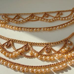 Gold plated   pearl  Ear Chain/Sahare/Earring support chain/Kaan sahara//Pakistani Jewelry/Bahubali Earrings/Indian Jewelry