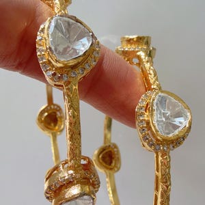 Sabyasachi-Inspired Moissanite kundan  Moissanite Gold kundan bridal  kada Bangles  /Indian Jewelry /bridal kundan  kada diamond bangles