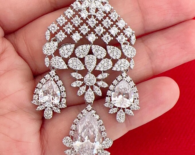 American Diamond Maang tikka/ Indian Wedding Jewelry/Bridal Maang Tikka/ Matha patti/ Indian forehead jewelry/Indian Jewelry