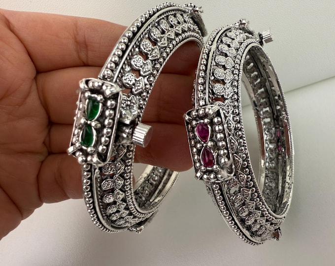 Openable Oxidized Silver Bangles /German Silver /Oxidized Bangles/ Silver Bracelet /Indian bangles/ Banjara Bangles/Indian Wedding Bangles