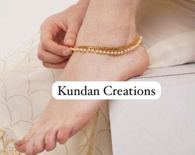 Indian gold plated Payal Pair /Indian Anklets/ Gold Anklet  Payal/Bridal anklet/ Payal/ Panjeb/ Indian Jewelry/ gold plated payal pair