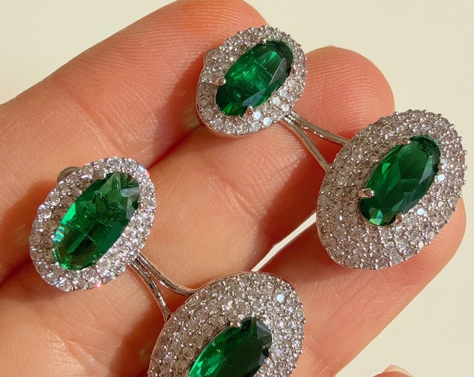 American Diamond clear crystal rhinestone stud tops/Green Emerald  Diamond Stud Earring /Indian Jewelry /Diamond Ruby Studs