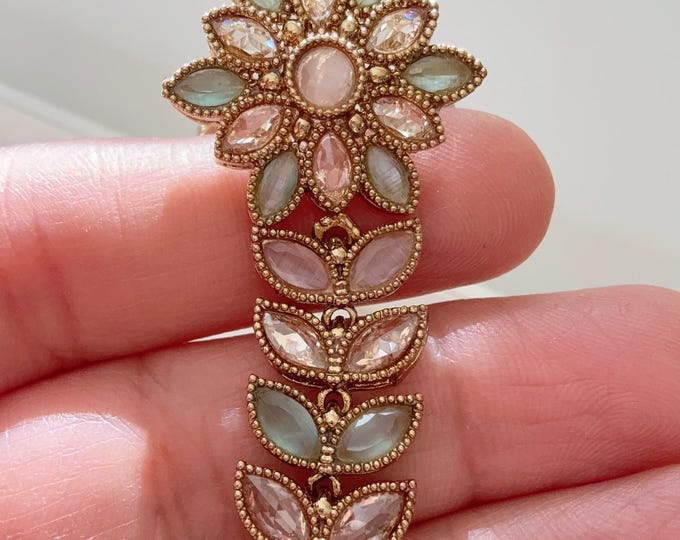 Mint pink Hath phool/Antique   Polki Pearl Kundan Hath Paan single /hand harness/Indian Jewelry/Hand Jewelry/Mint pink Hath Panja