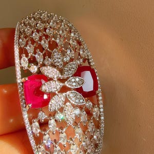 American diamond silver Ruby bracelet bangle/White Sapphire Indian bangles/Indian Jewelry /bridal jewelry/Cubic zirconia Kada