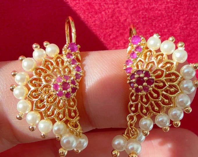 Marathi Bugadi Earrings/1gm Gold Plated earrings /Bugadi Clip-on Earrings for Women/Girls/Upper Ear Clip on Earrings/Indian wire earrings