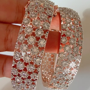 Rose gold  American diamond bangle/ Cz stone Rose gold kada / Indian bangles/Indian Jewelry /bridal jewelry/Diamond bracelet
