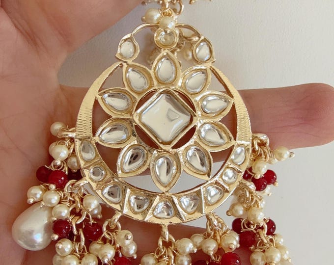 Maroon Kundan Maang tikka /Gold tika /Indian tikka/Bridal Maang tikka/ Bollywood jewelry/Matha Patti/ Indian jewelry/